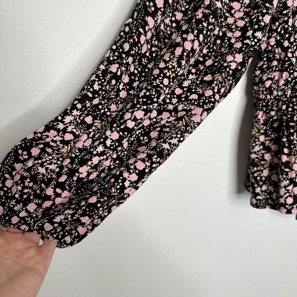 J Crew Puff Sleeve Drapey Crepe Top Small Fall Garden Floral - Picture 11 of 11